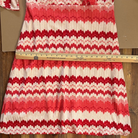 Donna Ricco Red and White Geometric Patterned Dress sz 14 - Picture 8 of 12